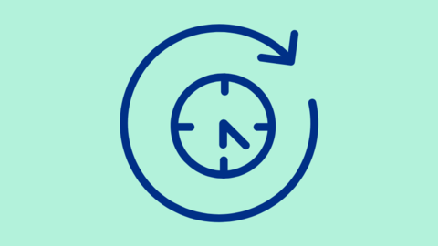 Uhr mit Pfeil im Uhrzeigersinn